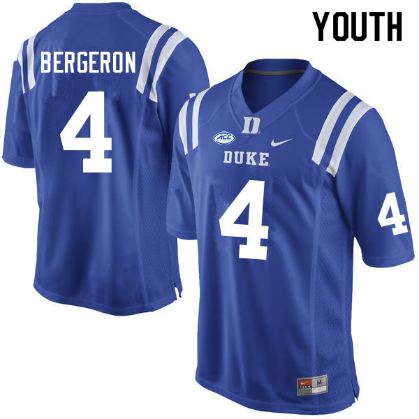 Youth #4 Cameron Bergeron Duke Blue Devils College Football Jerseys Sale-Blue